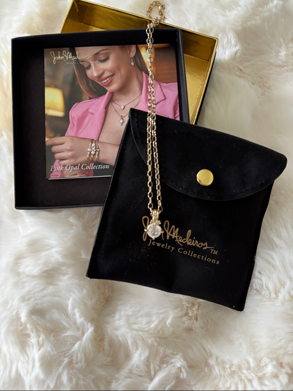 John Medeiros Gold-Tone Pendant Necklace - Black Pouch Included